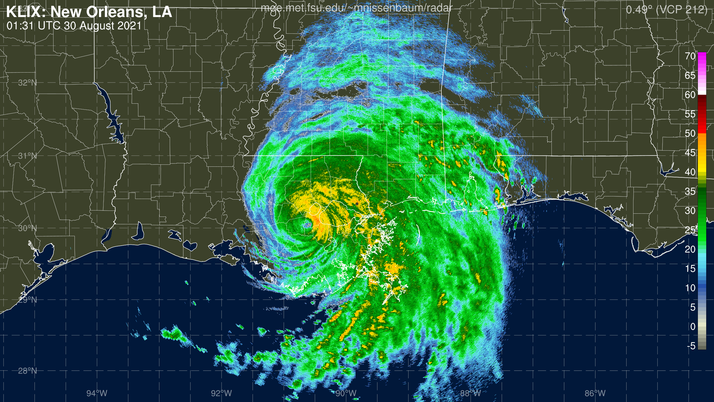 New Orleans Radar Recording From Marc Nissenbaum for Ida (2021)