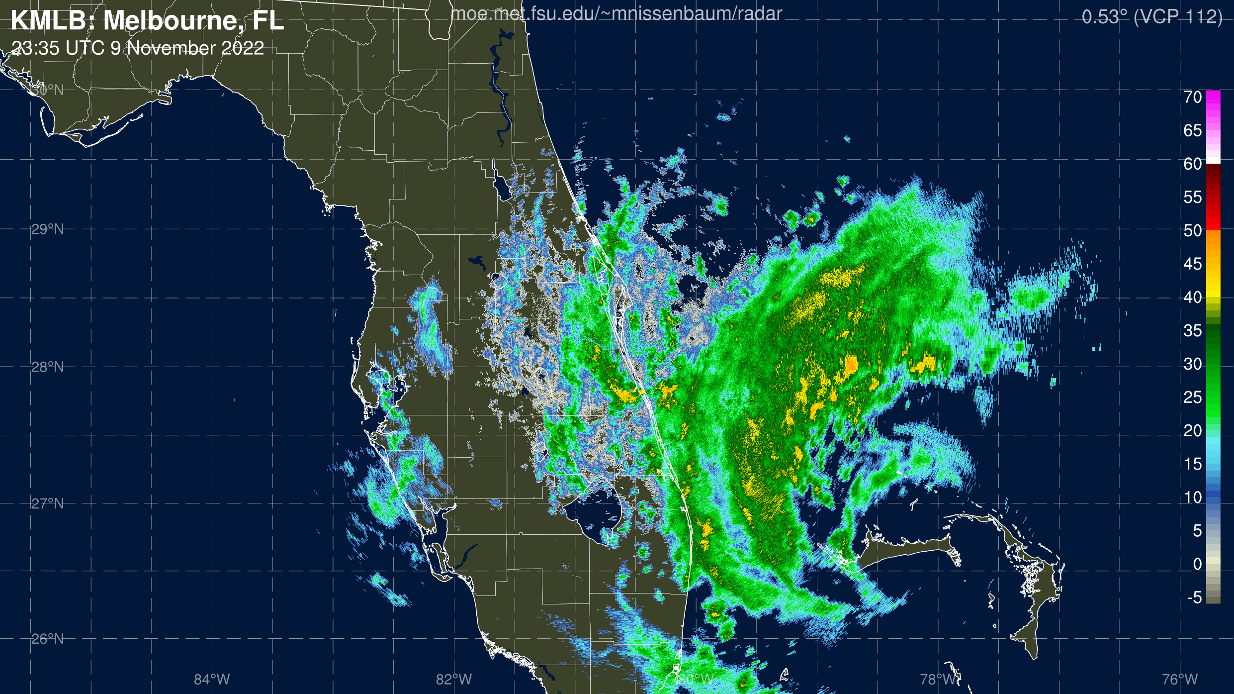 Melbourne Radar Recording of Nicole (2022) Approach