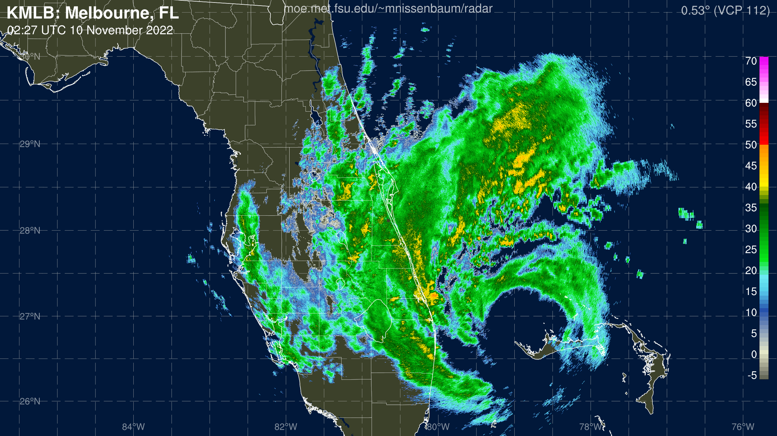Melbourne Radar Recording of Nicole (2022) Approach