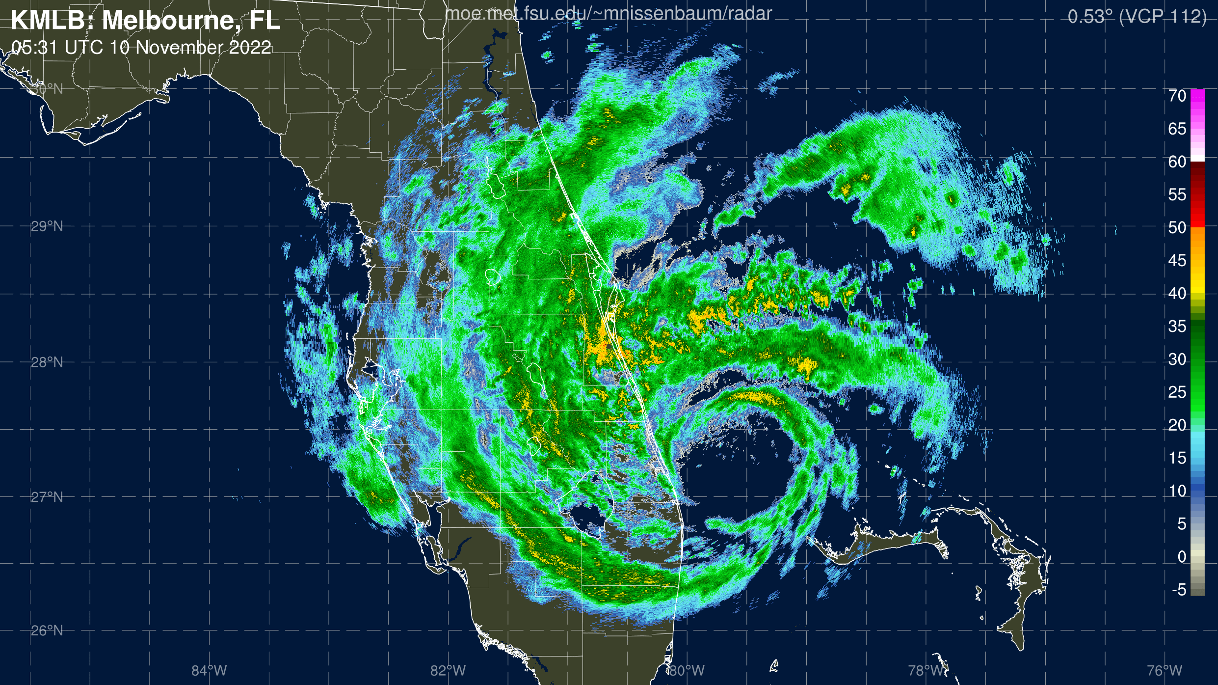 Melbourne Radar Recording of Nicole (2022) Approach