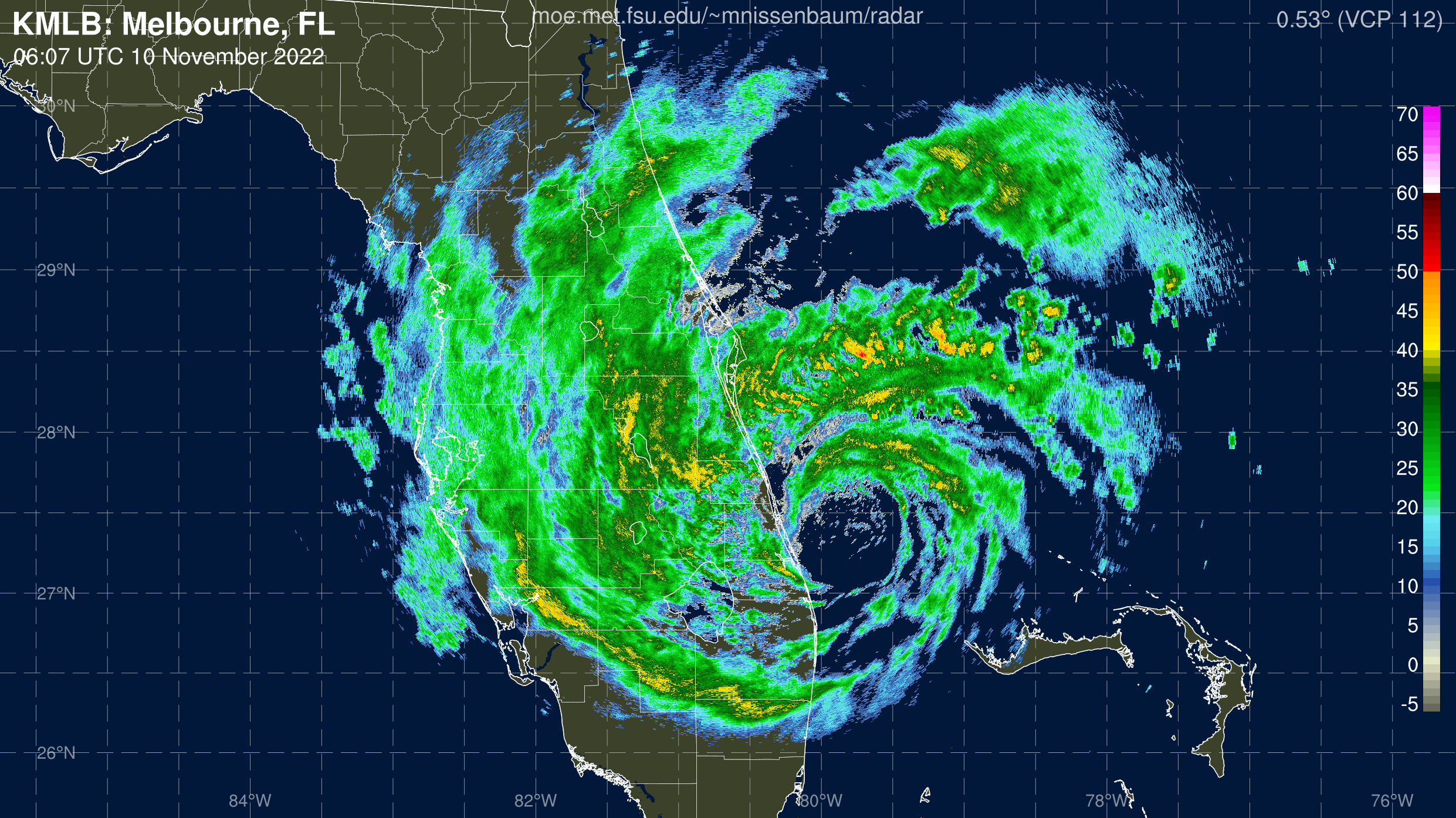 Melbourne Radar Recording of Nicole (2022) Approach