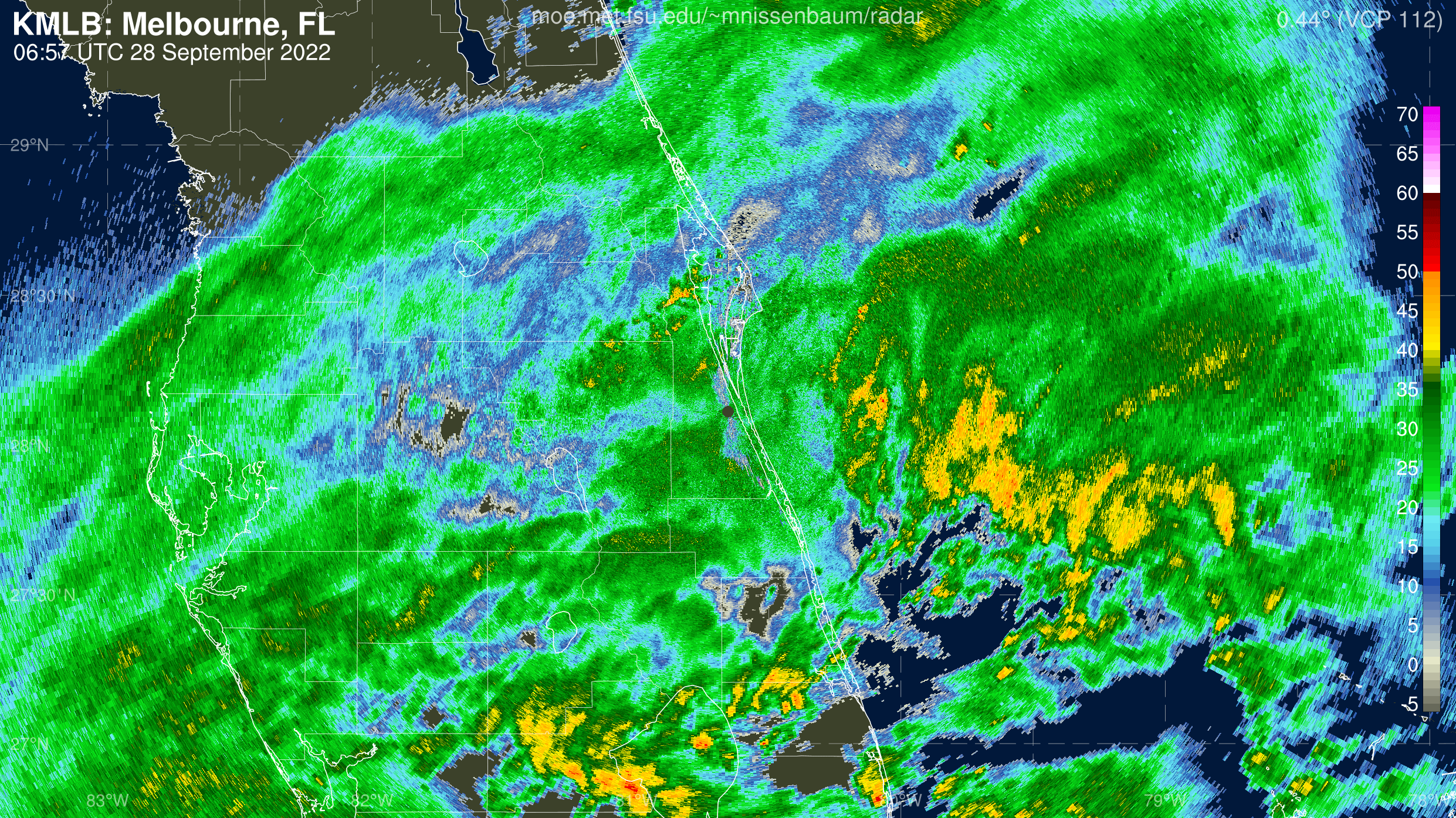 Melbourne Radar Recording of Ian (2022) Approach