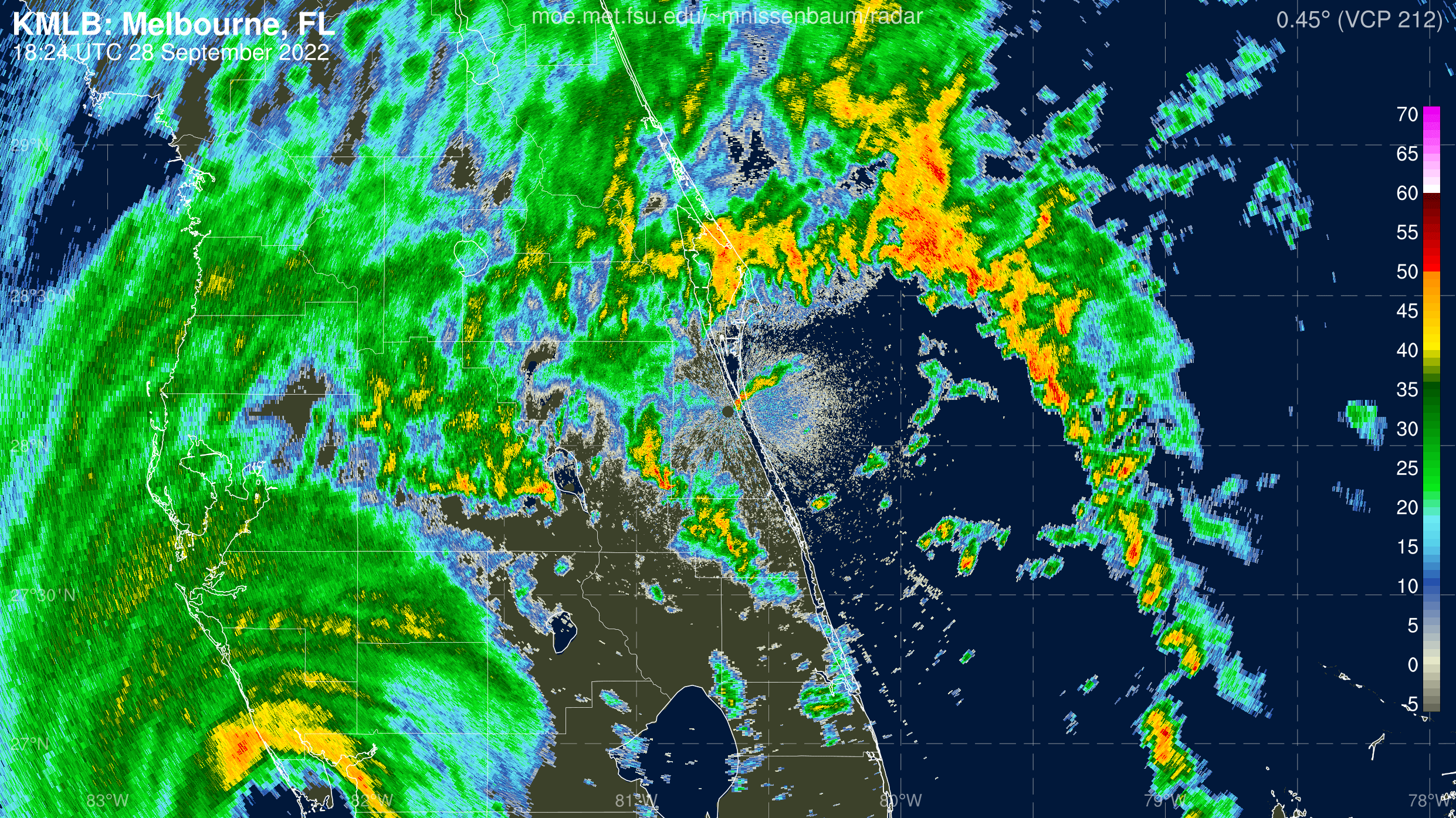 Melbourne Radar Recording of Ian (2022) Approach
