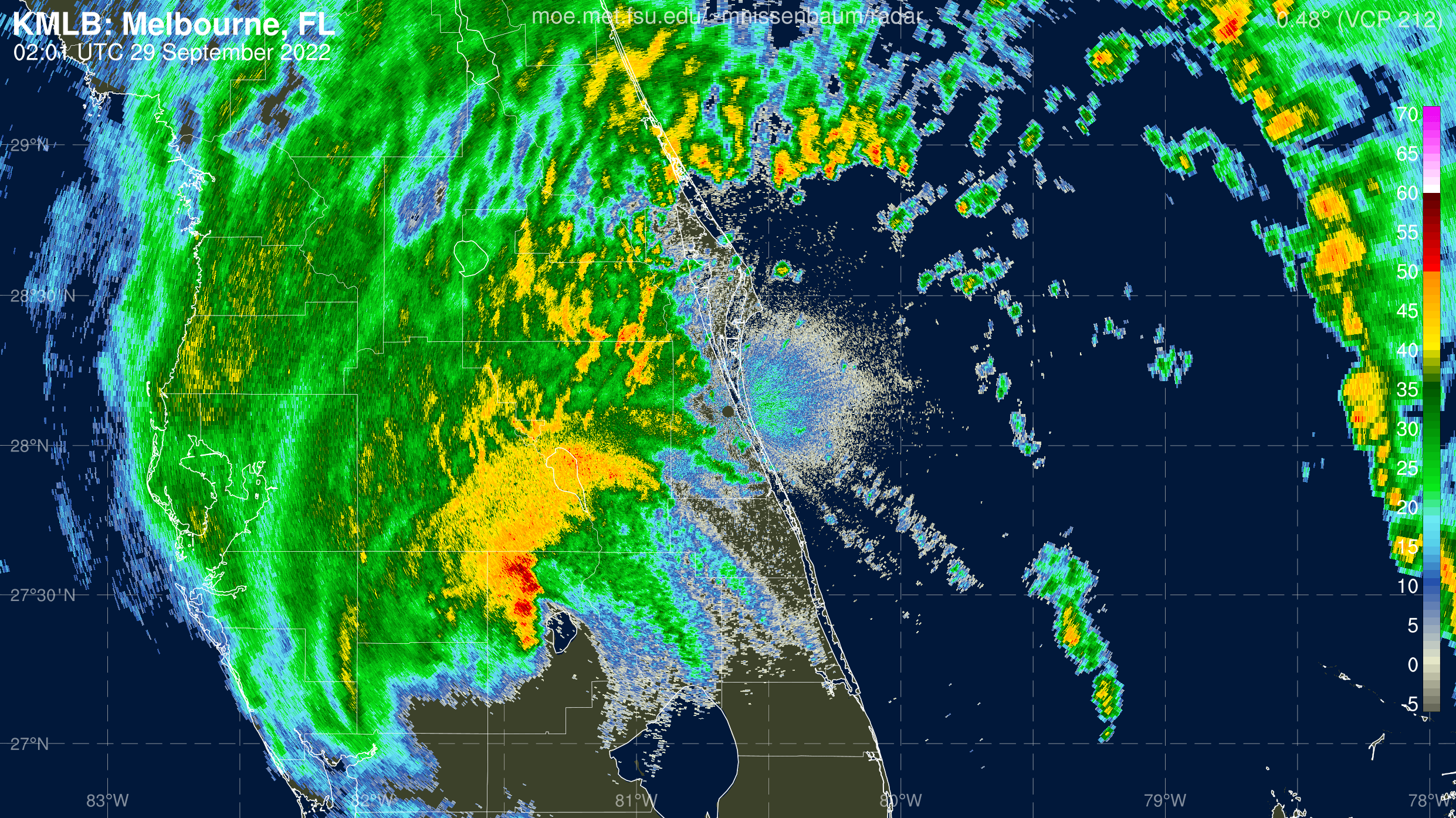 Melbourne Radar Recording of Ian (2022) Approach