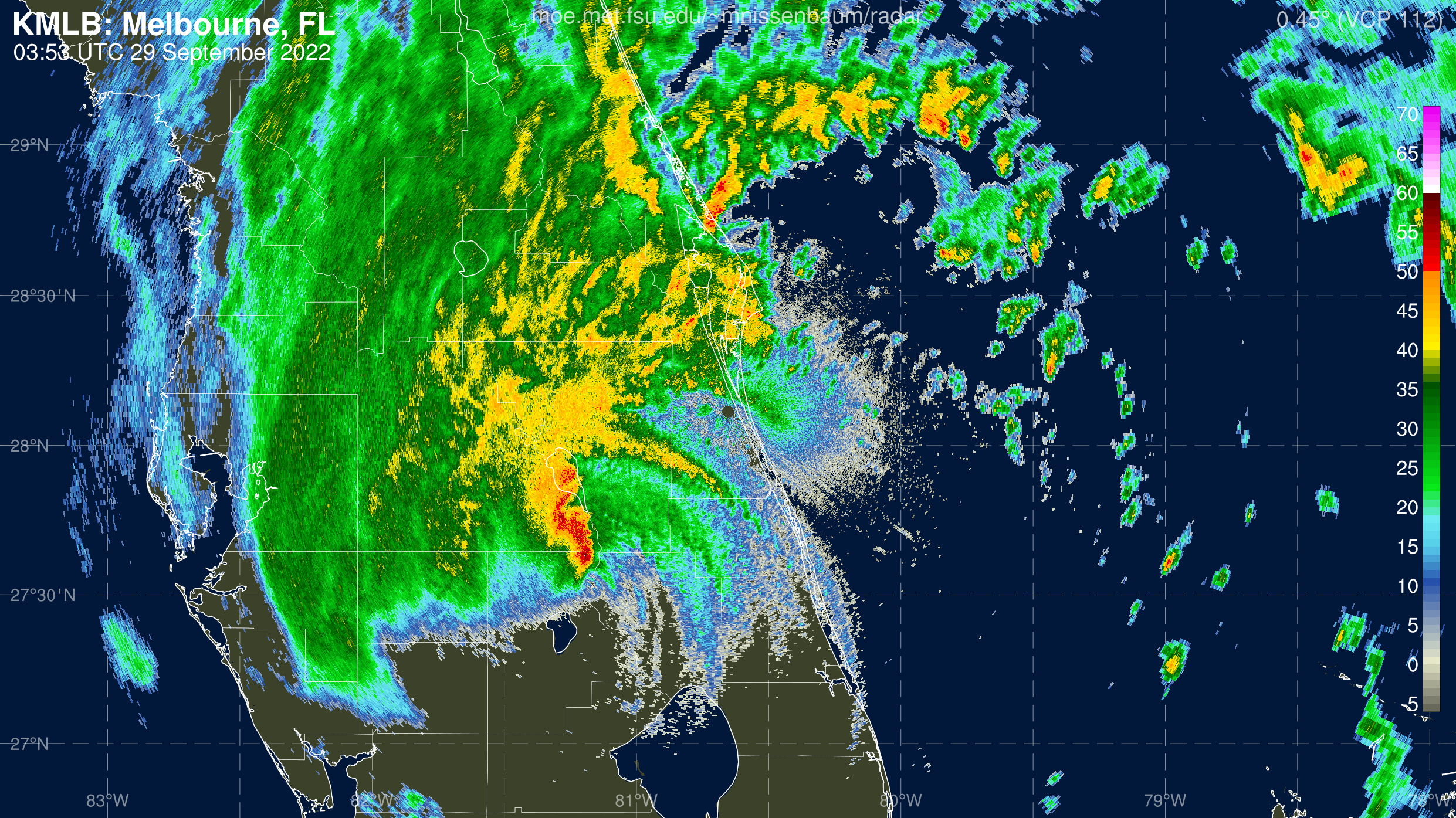 Melbourne Radar Recording of Ian (2022) Approach