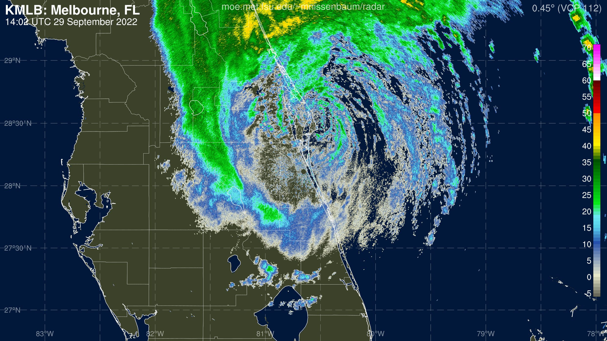 Melbourne Radar Recording of Ian (2022) Approach
