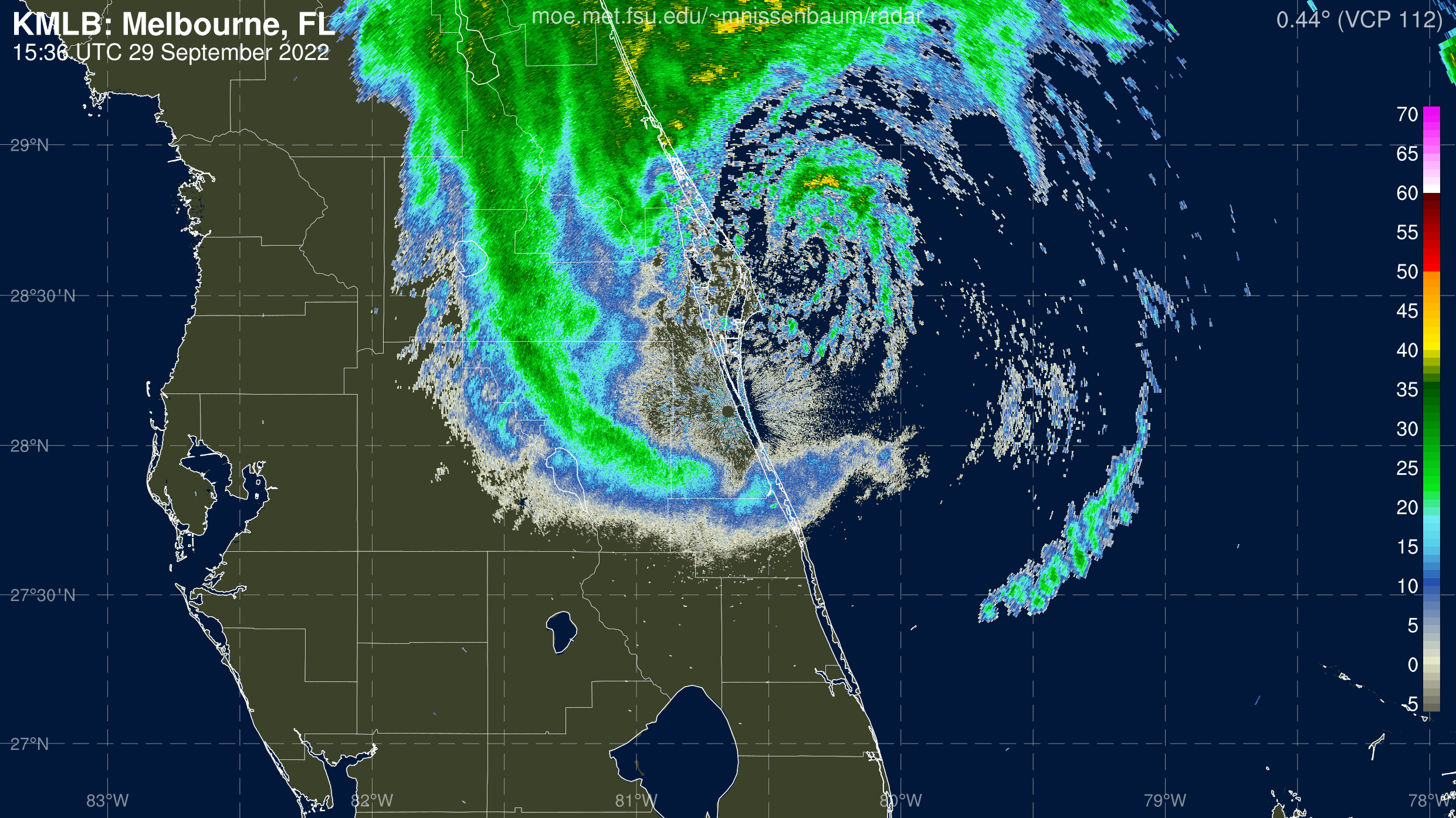 Melbourne Radar Recording of Ian (2022) Approach