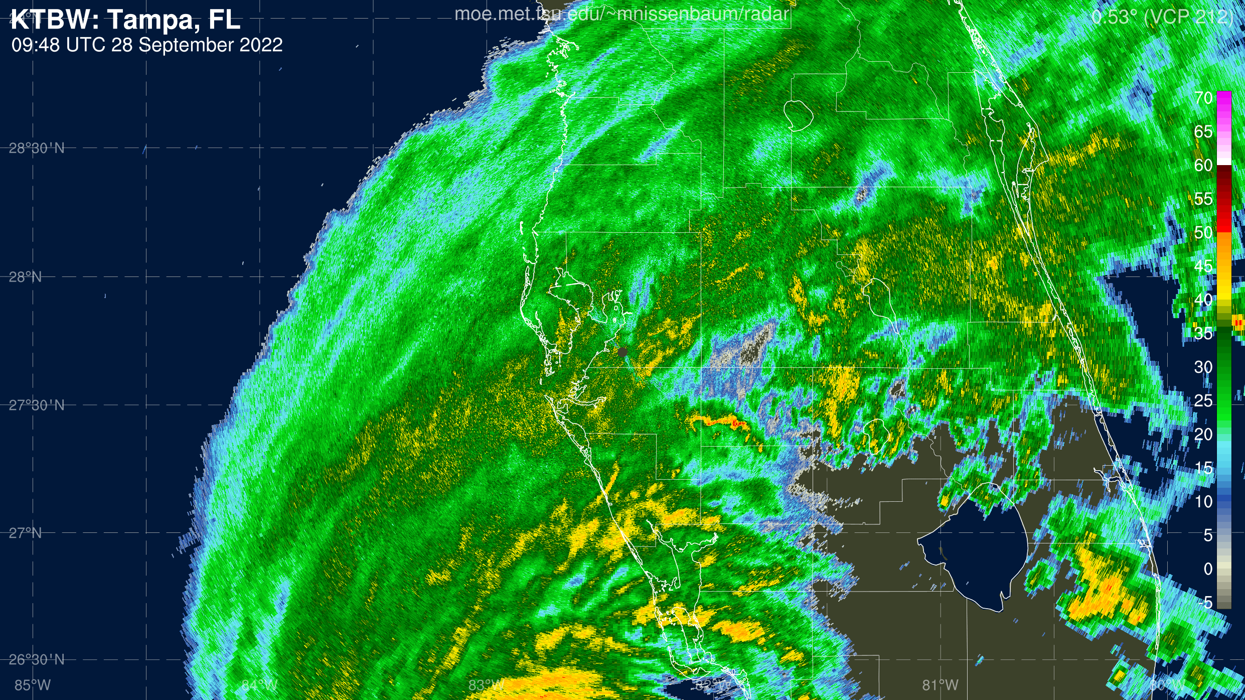 Tampa Radar Recording of Ian (2022) Approach