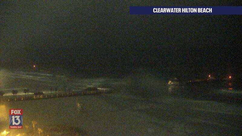 Clearwater Beach - Fox13 Clearwater HIlton Cam Recording Idalia (2023)