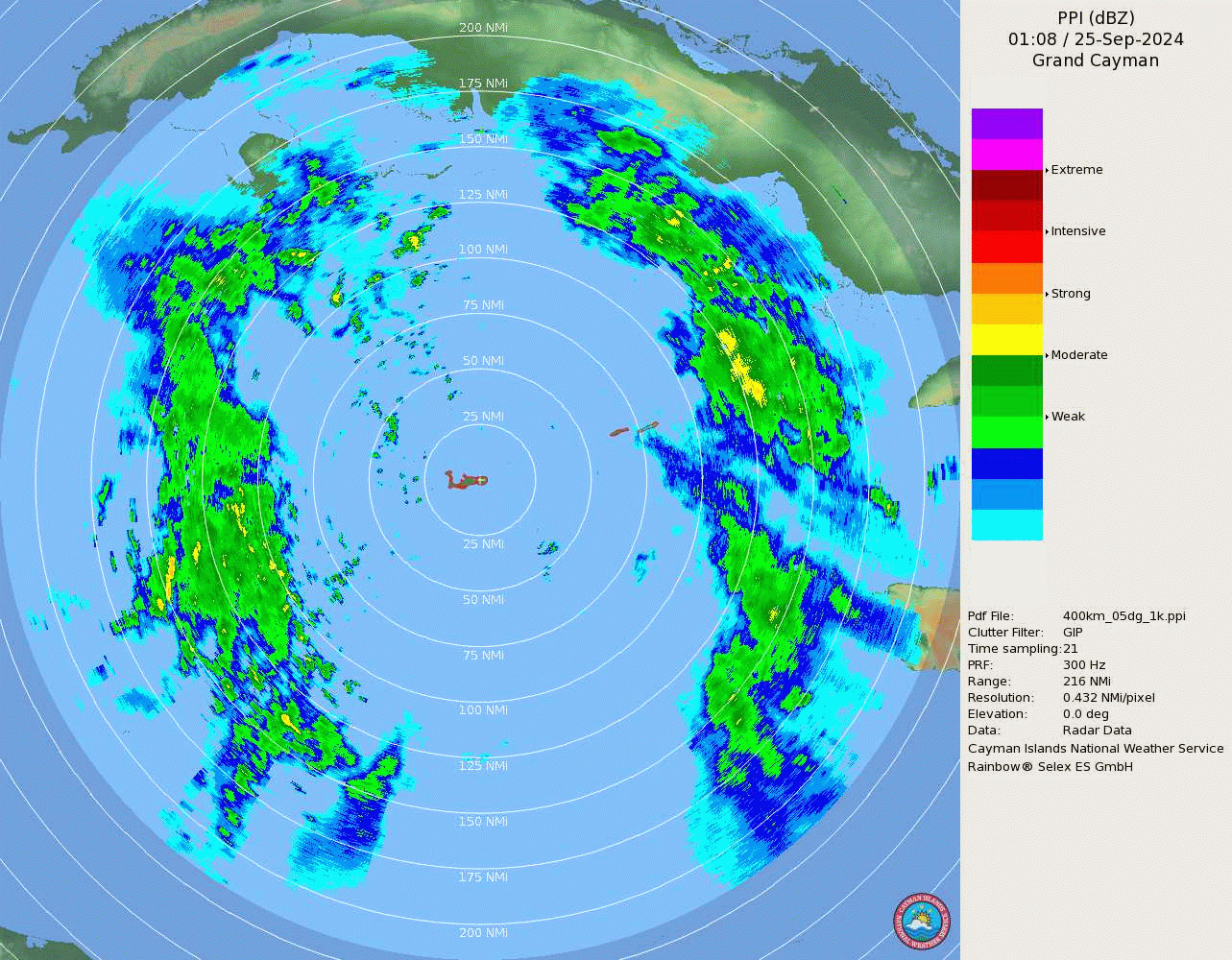Cayman Islands Radar Recording of Helene (2024) Approach