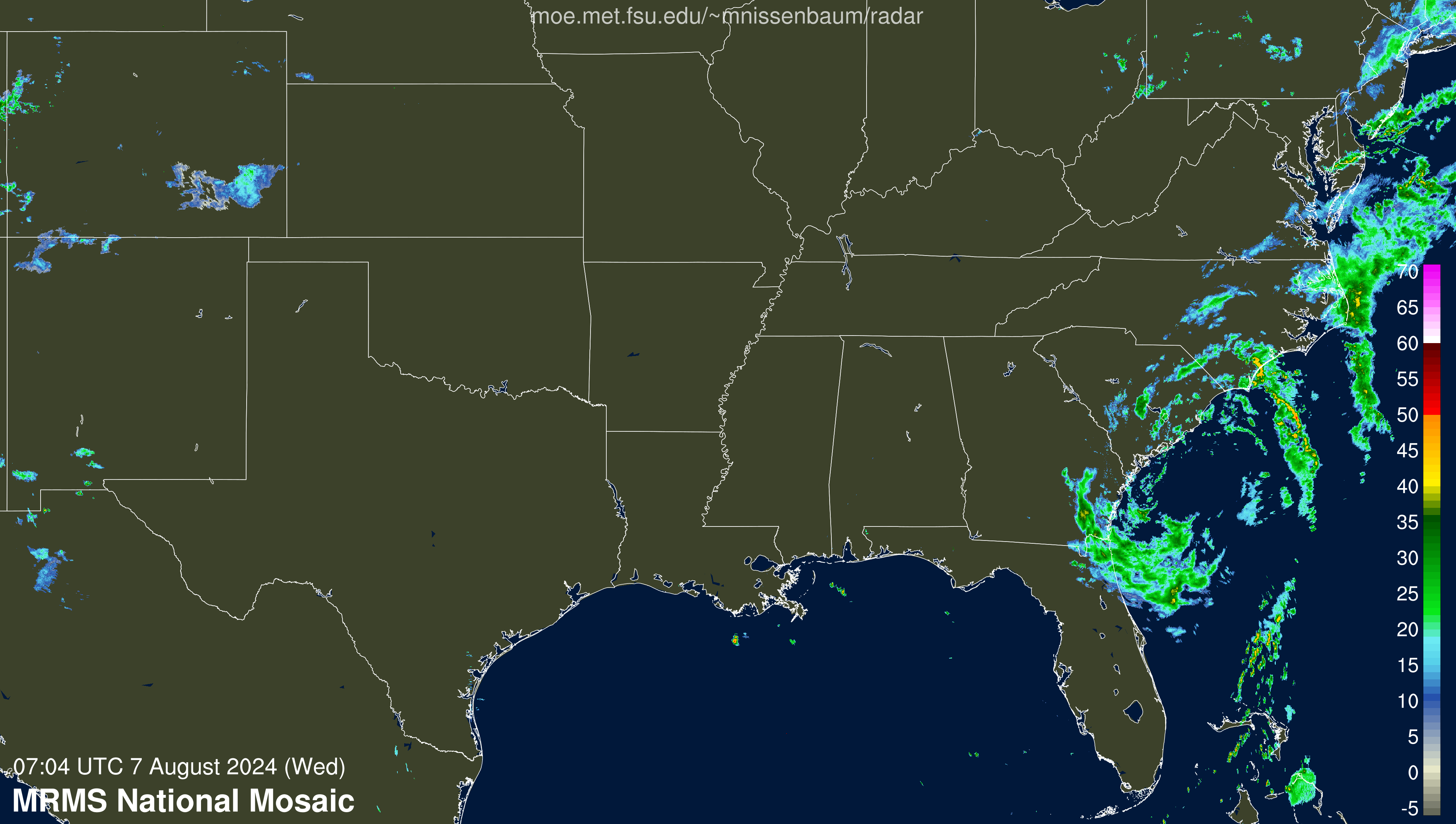 SE Radar Recording of Debby (2024) Approach