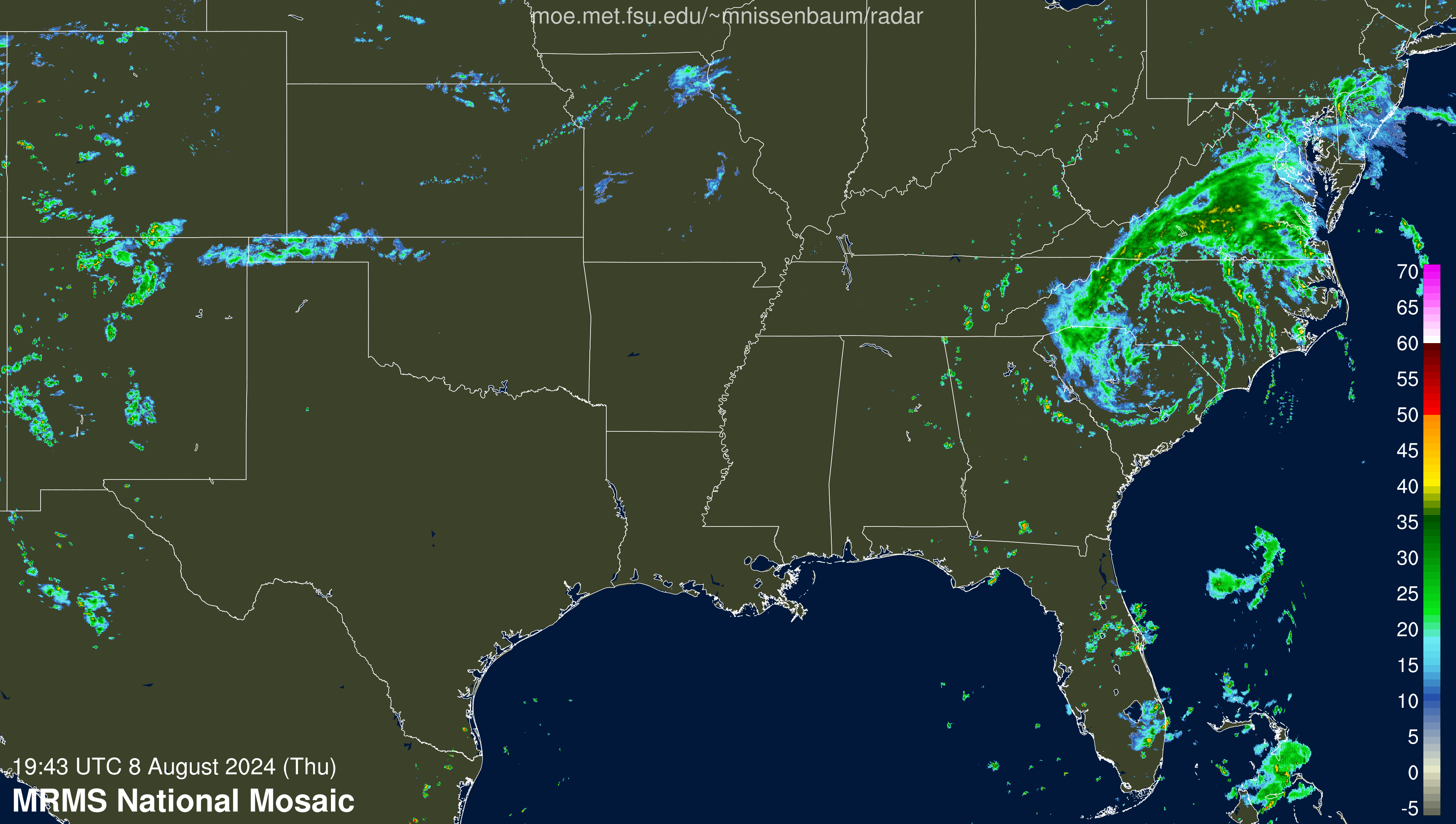 SE Radar Recording of Debby (2024) Approach