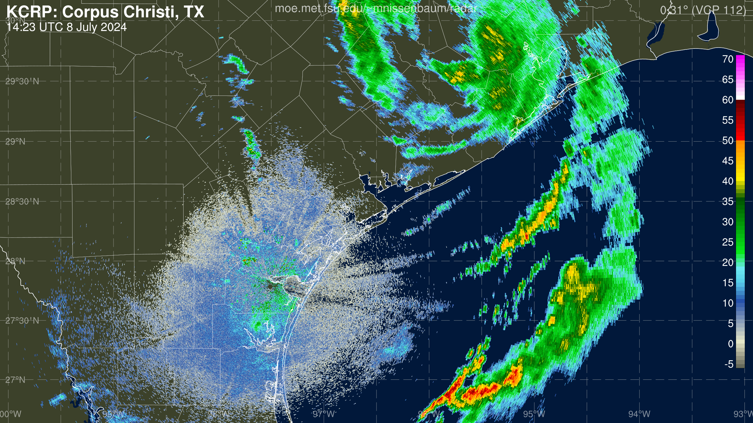 Corpus Christi Radar Recording of Beryl (2024) Approach
