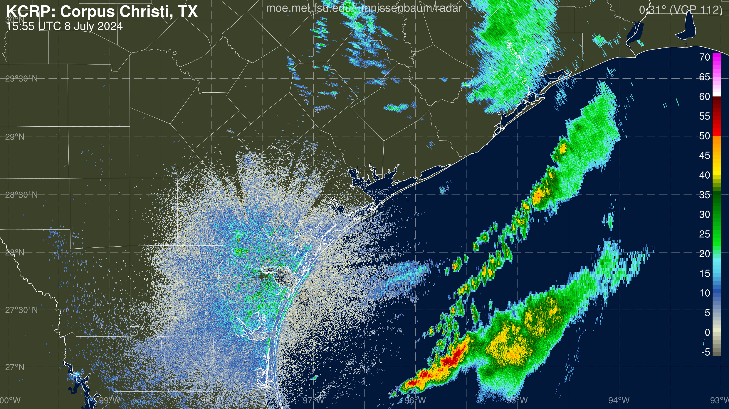 Corpus Christi Radar Recording of Beryl (2024) Approach