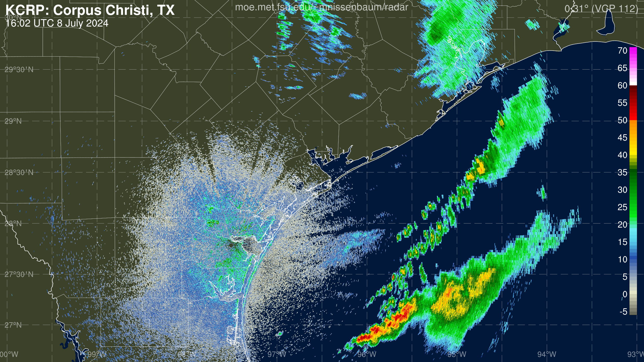 Corpus Christi Radar Recording of Beryl (2024) Approach