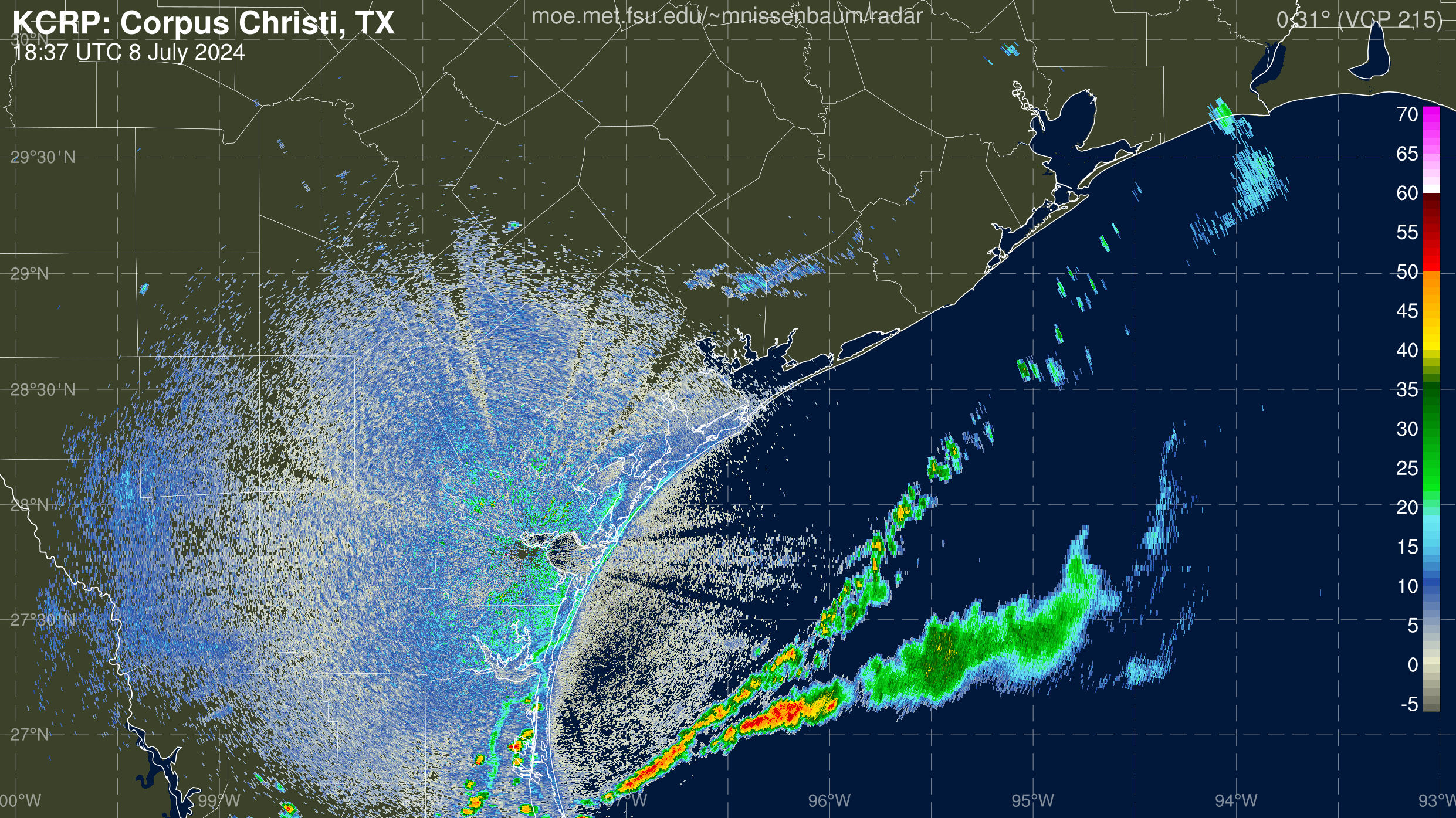 Corpus Christi Radar Recording of Beryl (2024) Approach