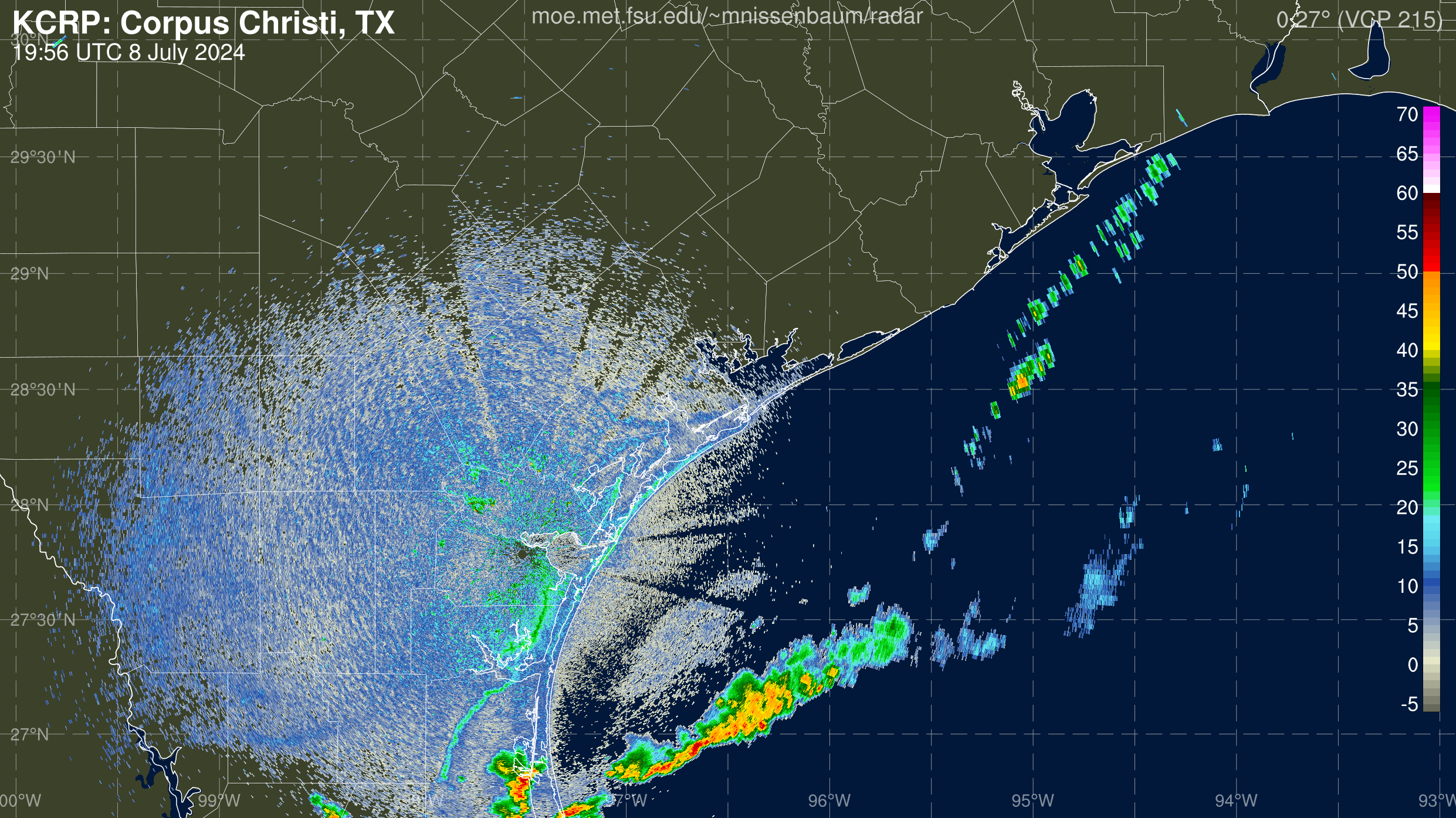 Corpus Christi Radar Recording of Beryl (2024) Approach