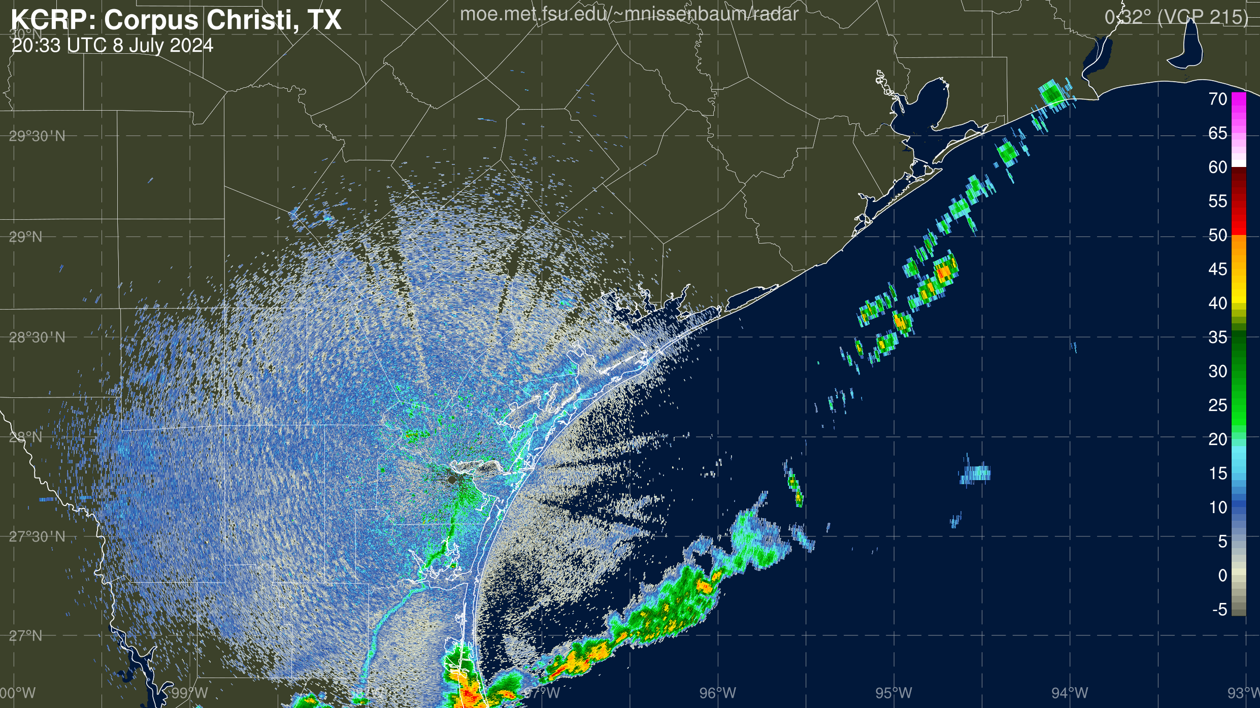 Corpus Christi Radar Recording of Beryl (2024) Approach